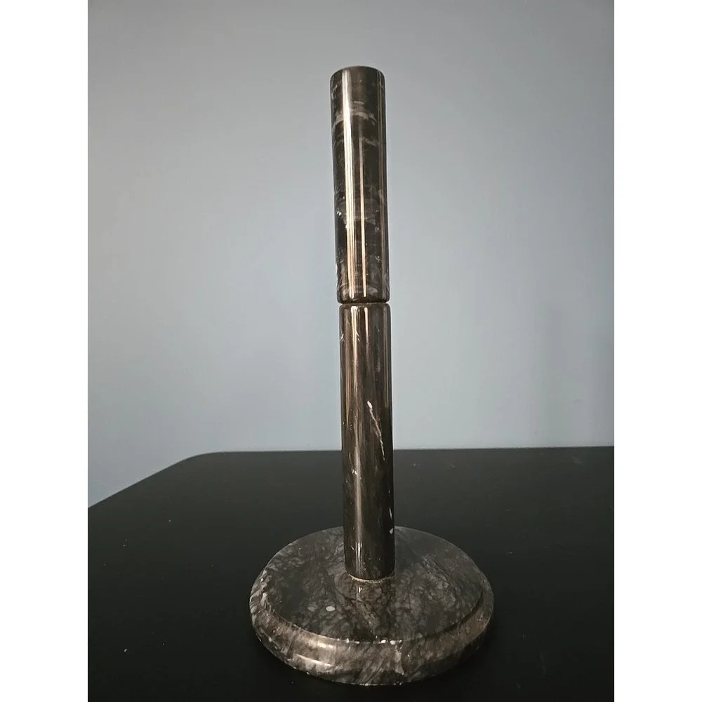 Vintage Black Gray Marble Free Standing Countertop Paper Towel Holder 12 inch